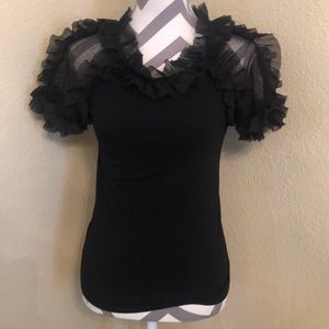 Black puff sleeve top